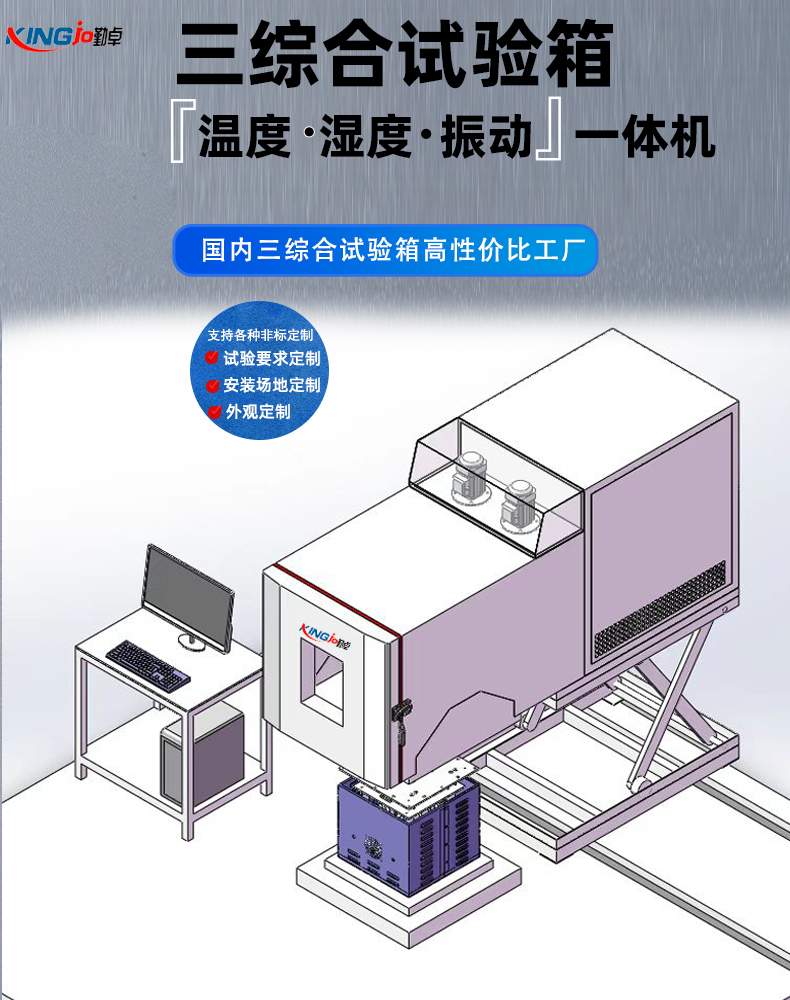 三综合配套方案：电磁振动台 + 高低温箱联动，实现温湿度 + 振动复合环境测试